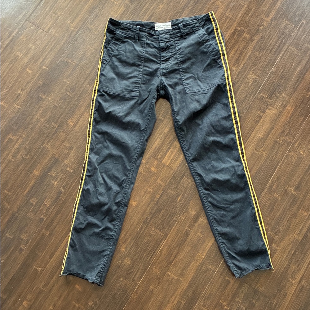 Nili Lotan Jenna Black Pants with Yellow/Black Ribbon Stripe, Size 2